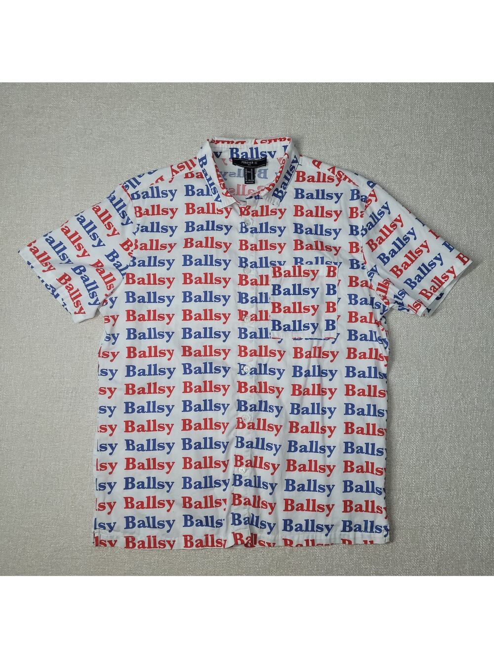 Forever 21 White Button Down Shirt "Ballsy" Medium